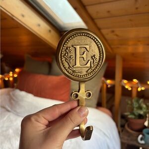Gold Monogram “E” Wall Hook